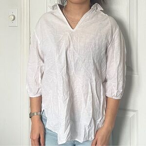 Uniqlo White V-Neck Blouse